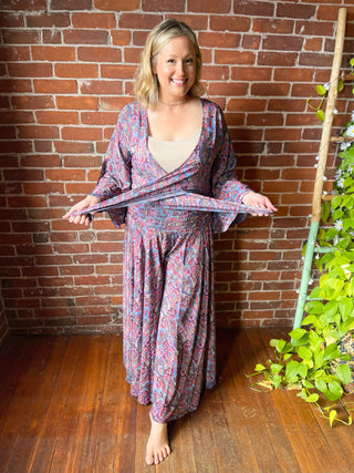 The Muse In Maroon/Pink/Blue Top + Pants Combo