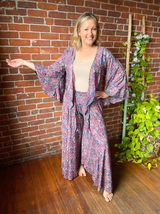 The Muse In Maroon/Pink/Blue Top + Pants Combo
