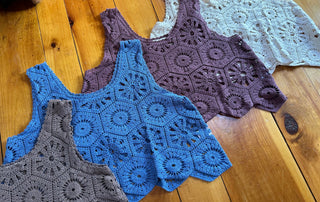 Boho Crochet Overlay Tank - Mocha