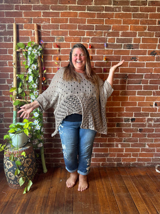 100% Cotton Autumn Stroll Knit Layering Sweater - Taupe