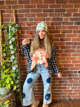 Retro Boho Floral Beanie Hat - Small Business Made!