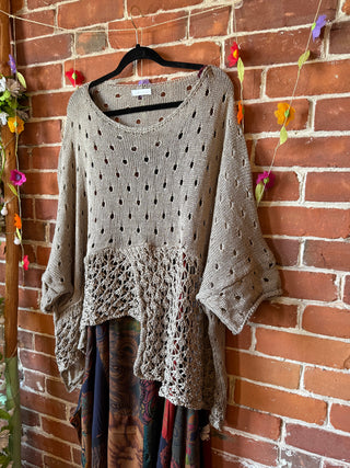 100% Cotton Autumn Stroll Knit Layering Sweater - Taupe