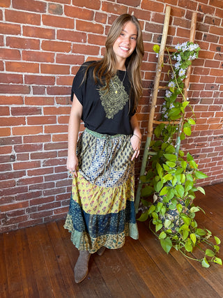 Henna Moon Pattern Bamboo Dolman Top