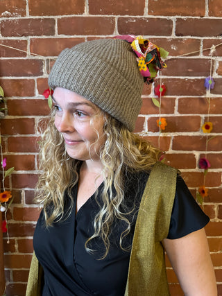 OOAK Autumn Collection - Kantha Tassel Pom Pom Beanies