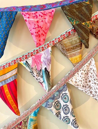 Festive Recycled Sari Triangle Banner / Bunting Garland