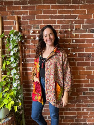OOAK Autumn Collection - Upcycled Rolling Stones Inspired Vintage Kantha Jacket