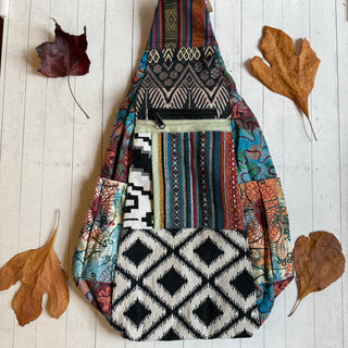 Bohemian Upcycled Patchwork Triangular Backpack