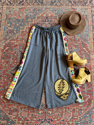 Grateful Dead Inpsired Crochet Panel Lounge Pants