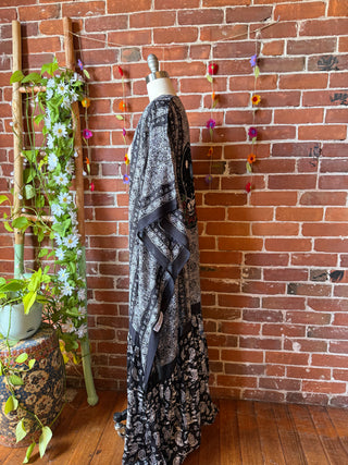 Black Paisley Grateful Dead Skull Roses Inspired Kimono