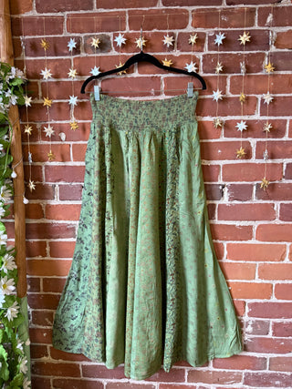 Aurora Flowy Patchwork Wide Leg Palazzo Pants - Earthy Greens