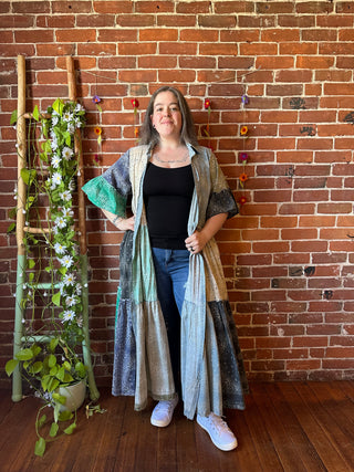 Stone Washed Boho Bandana Tiered Dress / Kimono  100% Cotton