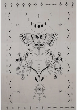 Butterfly Moon Flower Tapestry by (Color Your Own!)