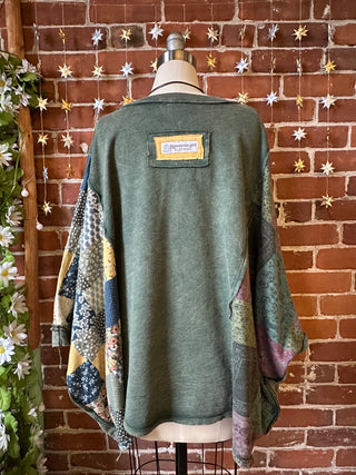 OOAK Autumn Collection - Upcycled Flower Patchwork Poncho Style Top 🌼