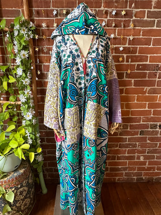 OOAK Autumn Collection - Upcycled Jimi Hendrix Patchwork Inspired Mix Fabric Bell Sleeve Robe