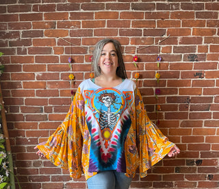 OOAK Autumn Collection - Grateful Dead Inspired Botanical Flowy Bell Sleeve Top