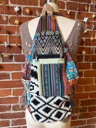 Bohemian Upcycled Patchwork Triangular Backpack