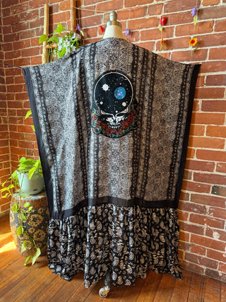 Black Paisley Grateful Dead Skull Roses Inspired Kimono