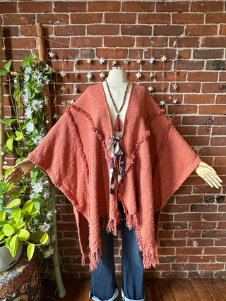 OOAK Autumn Collection - Upcycled Cotton Fringe Dreams Ruana Robe