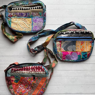 Mystery Recycled Vintage Fabric Patchwork Fanny Pack / Crossbody Bag