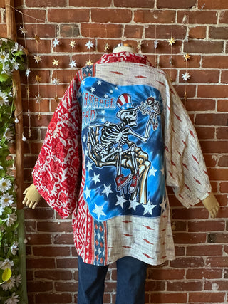 OOAK Autumn Collection - Upcycled Grateful Dead Inspired Boho Vintage Kantha Jacket