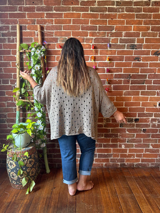 100% Cotton Autumn Stroll Knit Layering Sweater - Taupe