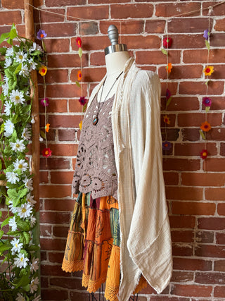 100% Cotton Boho Festival Patchwork Mini Skirt - Earth Tones