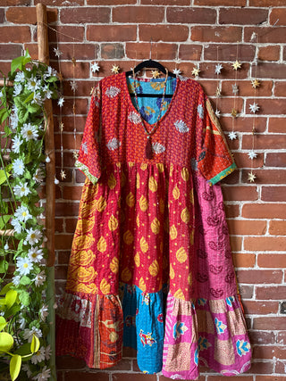 Coffee In The Morning Kantha Dress - Fits up to 3X