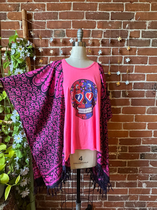 OOAK Autumn Collection - Upcycled Playin In The Sand 2018 Grateful Dead Inspired Hi Lo Poncho Top