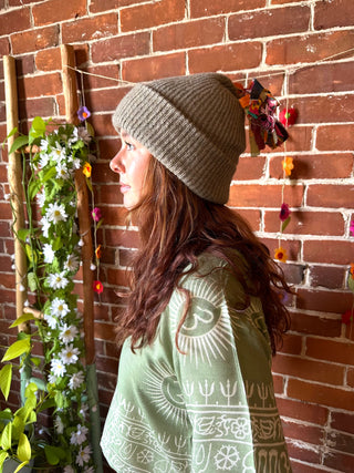 OOAK Autumn Collection - Kantha Tassel Pom Pom Beanies