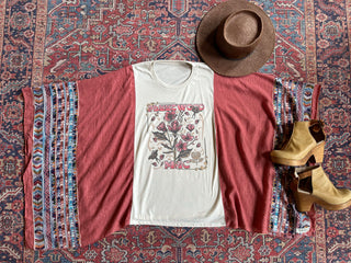 Fleetwood Mac Inspired Dusty Rose Embroidered Poncho