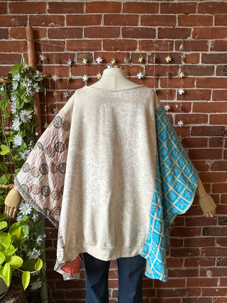 OOAK Autumn Collection- Upcycled Stevie Nicks Inspired Kantha Poncho Sweatshirt