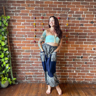 Wheel of Life Flowy Harem Pants- Navy Blue