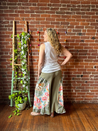 OOAK Autumn Collection- Luna Butterfly Upcycled Cropped Wide Leg Lounge Pants