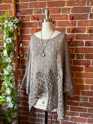 100% Cotton Autumn Stroll Knit Layering Sweater - Taupe