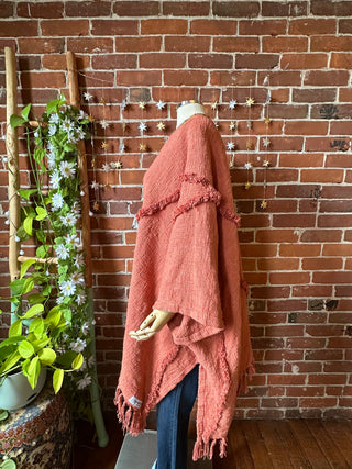 OOAK Autumn Collection - Upcycled Cotton Fringe Dreams Ruana Robe