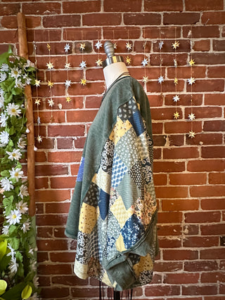 OOAK Autumn Collection - Upcycled Flower Patchwork Poncho Style Top 🌼