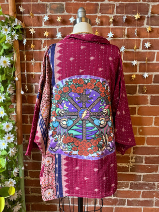 OOAK Autumn Collection - Upcycled Grateful Dead Inspired Vintage Kantha Jacket