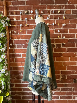 OOAK Autumn Collection - Upcycled Flower Patchwork Poncho Style Top 🌼