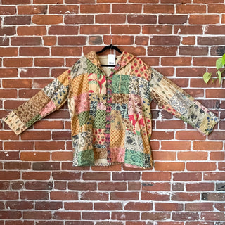 Tan/Browns Meadow Patchwork Hoodie Hooded Jacket