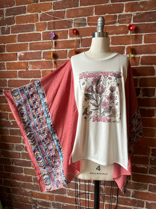 Fleetwood Mac Inspired Dusty Rose Embroidered Poncho