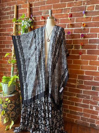 Black Paisley Grateful Dead Skull Roses Inspired Kimono