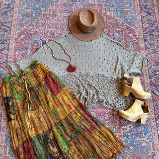 100% Cotton Autumn Stroll Knit Layering Sweater - Taupe