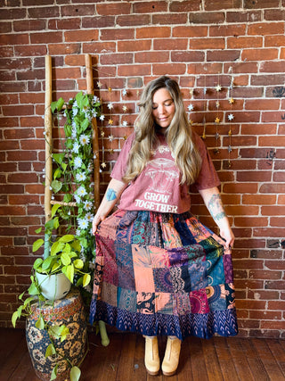 Boho Vibes Earth Tones Patchwork Skirt / Dress
