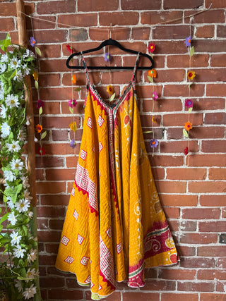 Coffee In The Morning Kantha Summer Midi Dress With Pockets - Fits up to 2X