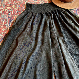 Aurora Flowy Patchwork Wide Leg Palazzo Pants - Charcoal
