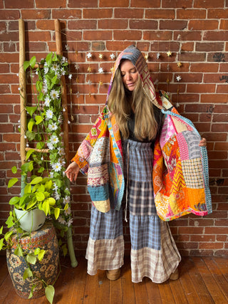 Autumn Stroll Plaid Patchwork Bohemian Wide Leg Pants