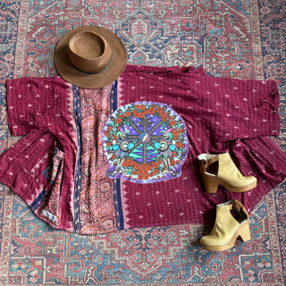 OOAK Autumn Collection - Upcycled Grateful Dead Inspired Boho Vintage Kantha Jacket