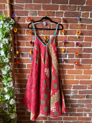 Coffee In The Morning Kantha Summer Midi Dress With Pockets - Fits up to 2X