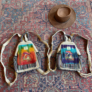 Tie Dye Hemp Magic Mushroom + Froggie  Backpack -Multiple Colors