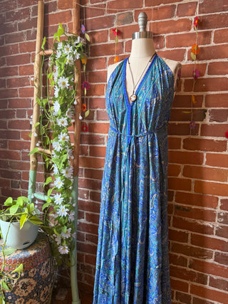 Delphia Recycled Halter Style Sari Dress